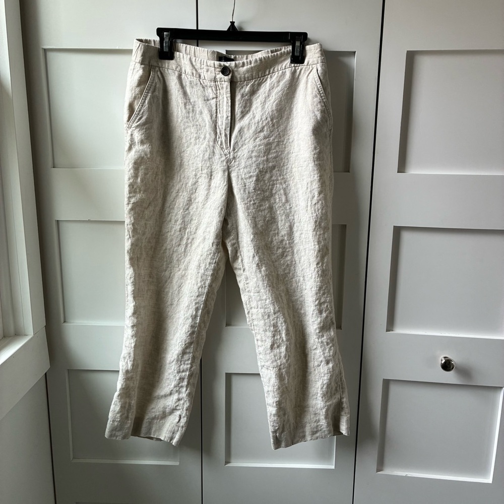 Talbots Cream Linen-Blend Casual Pants Size 8